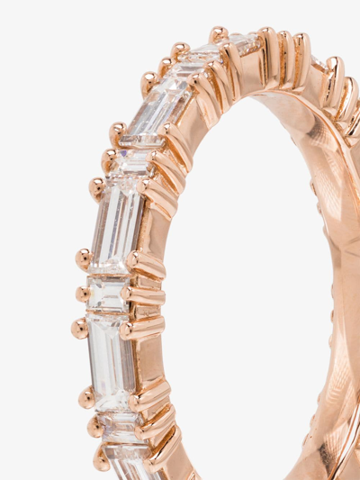 Shop Suzanne Kalan 18kt Rose Gold Horizontal Baguette Diamond Ring In Metallic