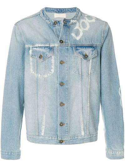 Shop Ih Nom Uh Nit Printed Denim Jacket In Blue