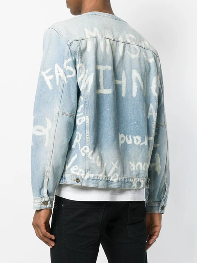 Shop Ih Nom Uh Nit Printed Denim Jacket In Blue