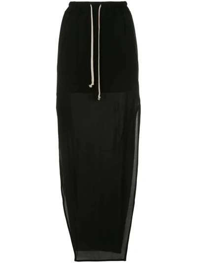 Shop Rick Owens Side-slit Drawstring Maxi Skirt In Black