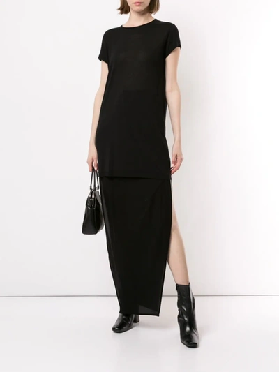 RICK OWENS SIDE-SLIT MAXI SKIRT - 黑色