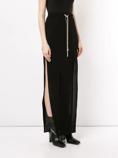 Shop Rick Owens Side-slit Drawstring Maxi Skirt In Black