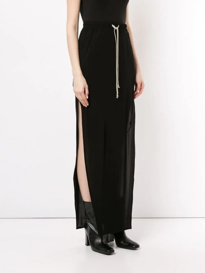 RICK OWENS SIDE-SLIT MAXI SKIRT - 黑色