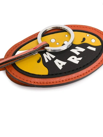 Marni Key Ring With Logo Patch In Orange