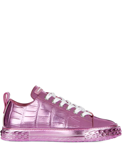 Shop Giuseppe Zanotti Blabber Metallic Sneakers In Purple