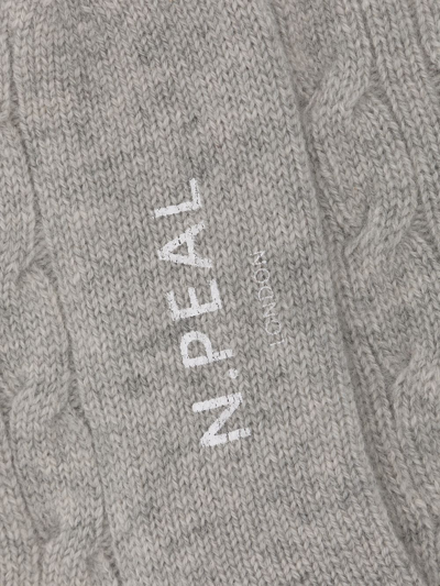 N•peal Cable-knit Organic-cashmere Socks In Grey