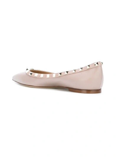 Valentino Rockstud Patent Leather Ballet Flats In Pink