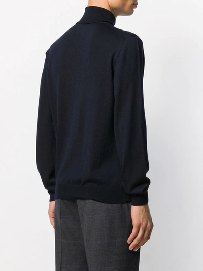 Shop Barba Knitted Rollneck In Blue