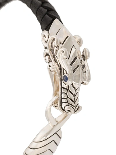 John Hardy Silver And Sapphire Legends Naga Braided Leather Bracelet In Black