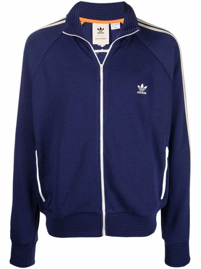 Shop Adidas Originals X Wales Bonner Zip-up Sweatshirt In Blue