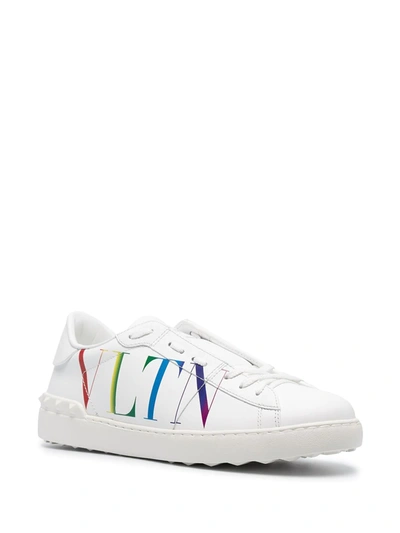 Shop Valentino Logo Print Sneakers In White