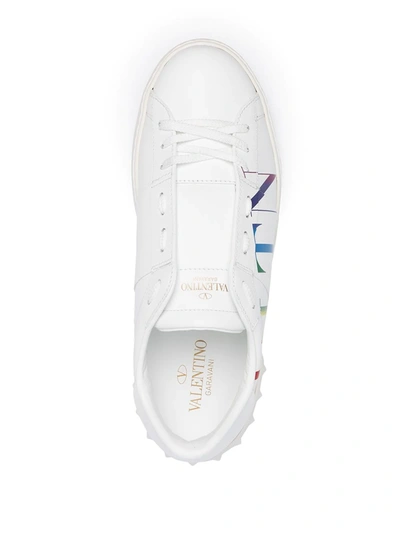 Shop Valentino Logo Print Sneakers In White