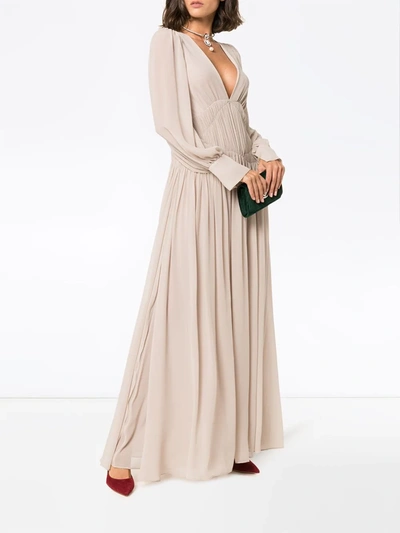 Shop Stella Mccartney Carleigh Silk-georgette Maxi Dress In Neutrals