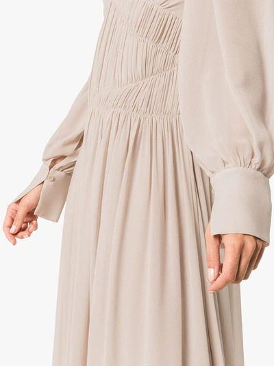 Shop Stella Mccartney Carleigh Silk-georgette Maxi Dress In Neutrals