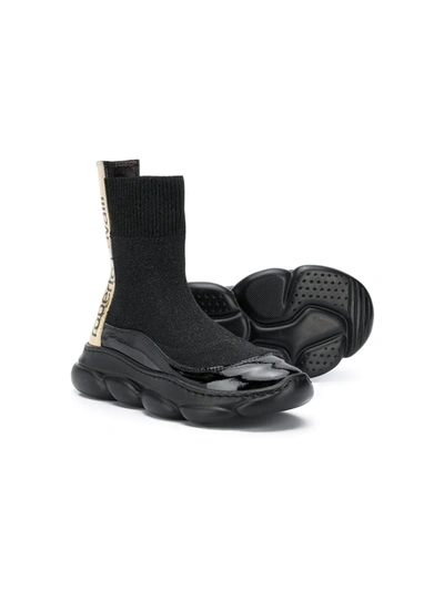 Shop Roberto Cavalli Junior Chunky Sole Sock Sneakers In Black