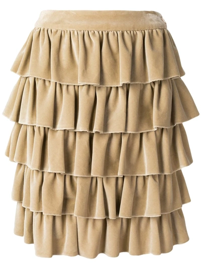 Pre-owned Chanel 2001 Ruffled Skirt In Neutrals