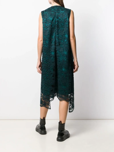 Shop Antonio Marras Asymmetric Lace Panel Dress In Green