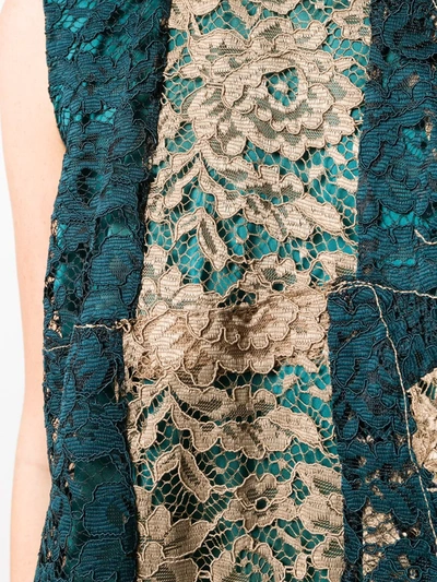 Shop Antonio Marras Asymmetric Lace Panel Dress In Green