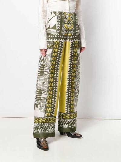 Shop Alberta Ferretti Printed Palazzo Pants In Green