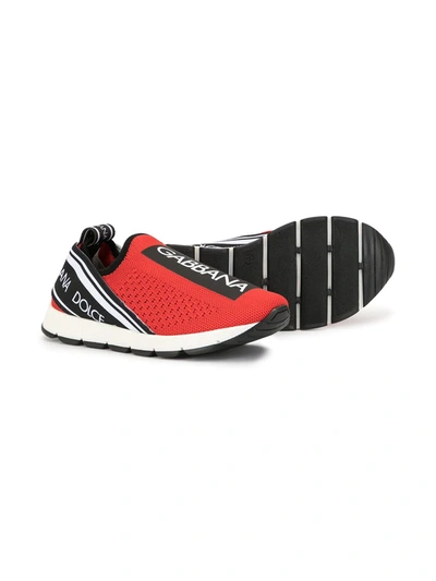 Dolce & Gabbana Logo Knit Slip-on Sneaker In Red
