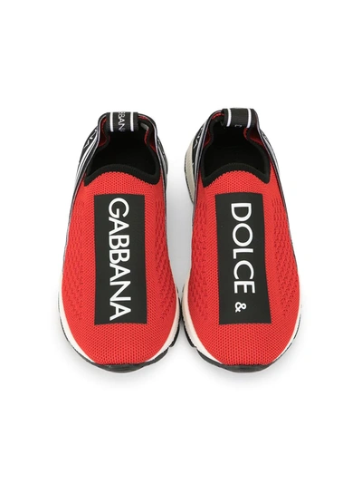 Shop Dolce & Gabbana Sorrento Logo-tape Slip-on Sneakers In Red