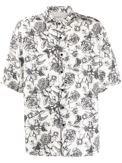 Shop Laneus Floral Print Relaxed-fit Shirt In White