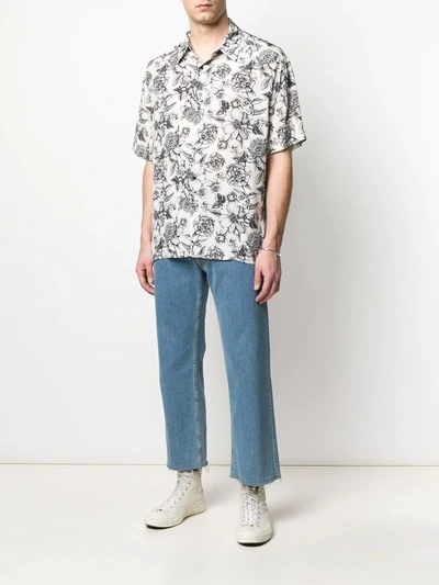 Shop Laneus Floral Print Relaxed-fit Shirt In White