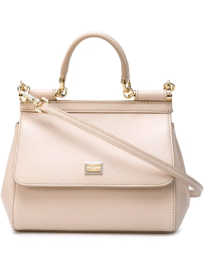 Shop Dolce & Gabbana Mini Sicily Leather Tote In Pink