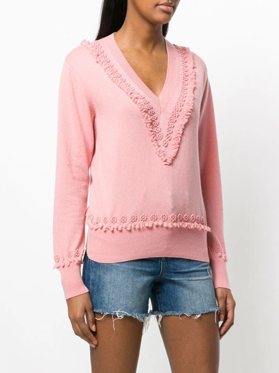 Shop Barrie Romantic Timeless Cashmere V Neck Pullover In Pink