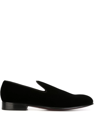 Dolce & Gabbana Black Dg Crown Embroidery Loafers Slip On Shoes