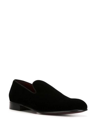 Dolce & Gabbana Black Dg Crown Embroidery Loafers Slip On Shoes