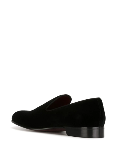 Dolce & Gabbana Black Dg Crown Embroidery Loafers Slip On Shoes