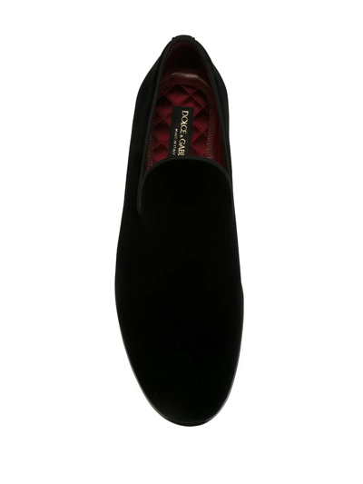 Shop Dolce & Gabbana Classic Velvet Slippers In Black