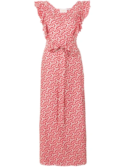Shop La Doublej Geometric Print Wrap Dress In Pink