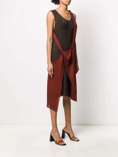 Shop Bottega Veneta Deconstructed Knit Dress In Brown