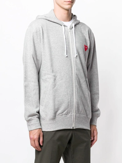 Shop Comme Des Garçons Play Zipped Hooded Jacket In Grey