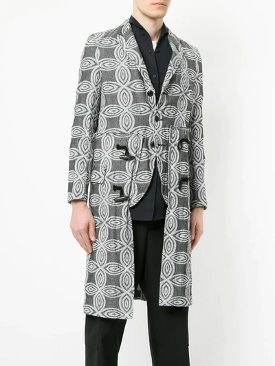 Pre-owned Comme Des Garçons Floral Pattern Long Coat In Black