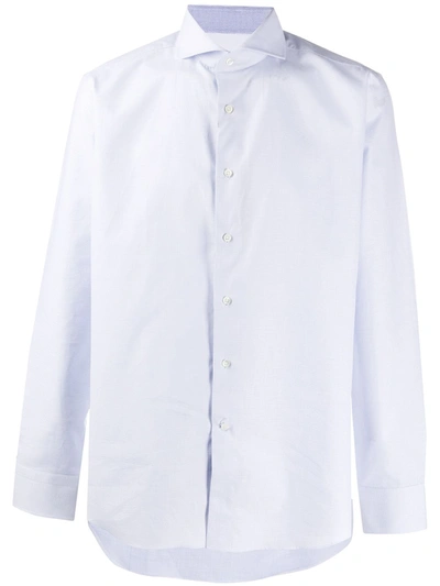 Shop Canali Plain Button Shirt In Blue