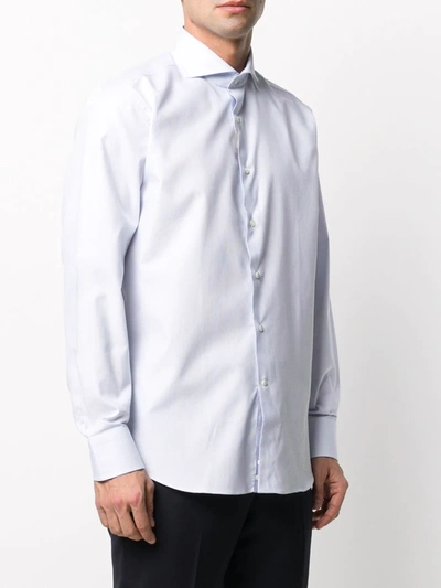 Shop Canali Plain Button Shirt In Blue