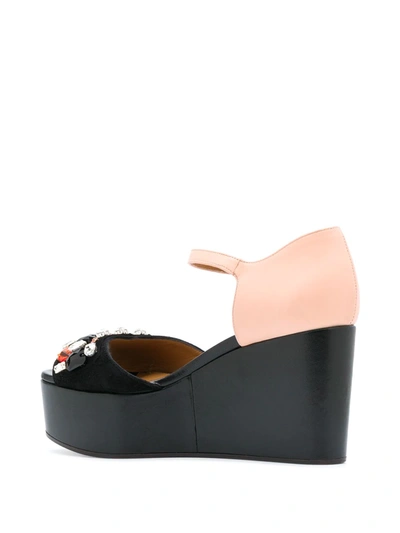 Shop Marni Embellished Flatform Sandals In Black