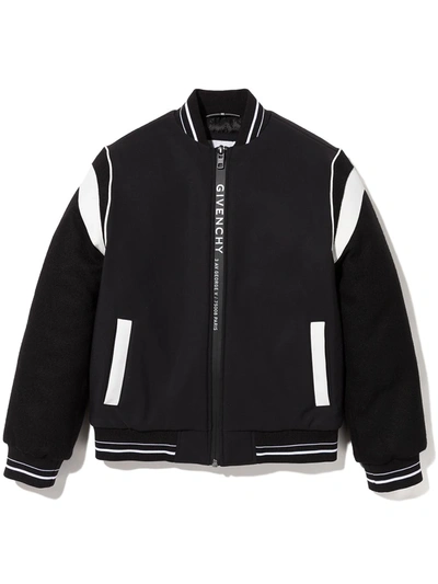 Shop Givenchy Split Logo Zipped Bomber Jacket In Black