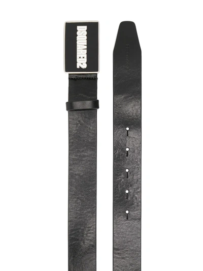 Dsquared2 Black Leather Belt In Black