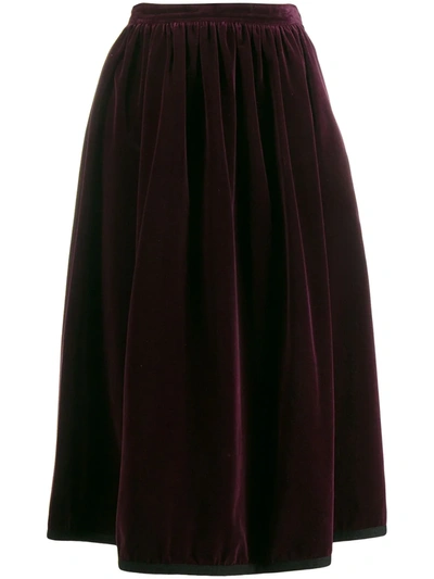 Pre-owned Saint Laurent 1970's Velvet Skirt In Purple