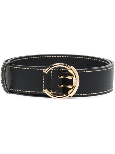 Shop Chloé Black Logo Buckle Leather Belt