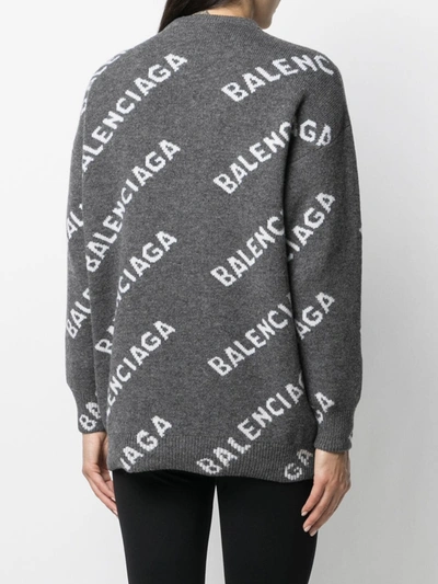 Shop Balenciaga Logo-intarsia Jumper In Grey