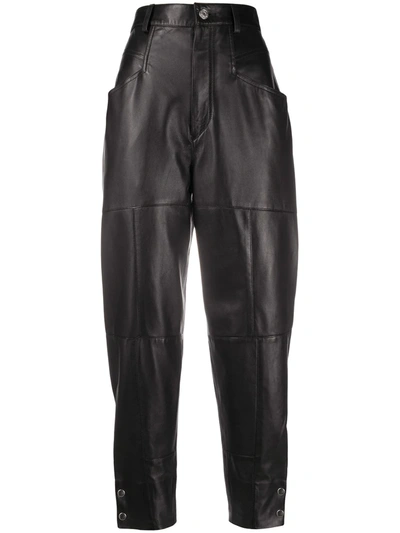 Shop Isabel Marant Xiamao High-waisted Leather Trousers In Black