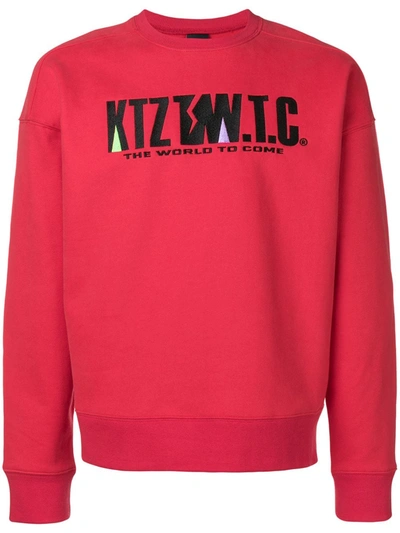 Shop Ktz Mountain Letter Embroidered Sweatshirt In Red