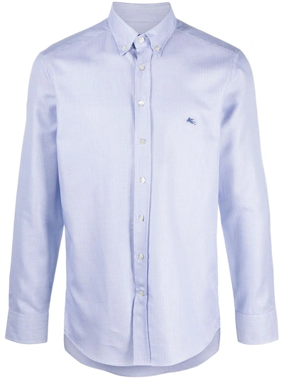 Shop Etro Button-down Poplin Shirt In Blue