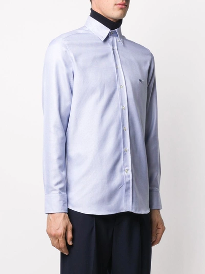 Shop Etro Button-down Poplin Shirt In Blue