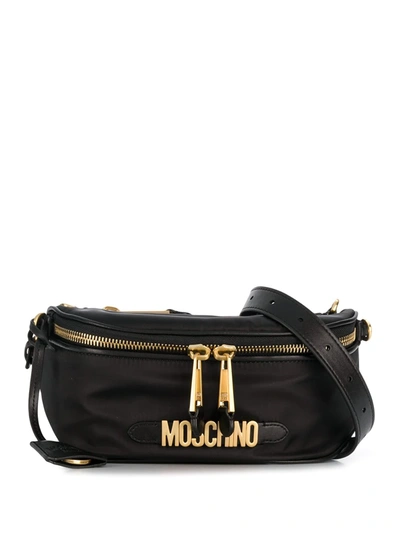 Shop Moschino Logo Plaque Belt Bag In Black